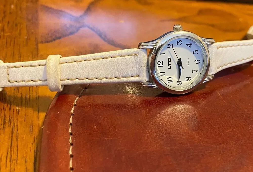 Women's Silver Tone LTD Quartz Watch, White Band, New Battery